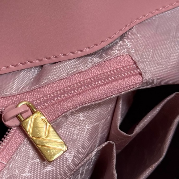 FURLA Vintage Designer Maeve Pink Vegan Leather Tote Bag with Gold Hardware - Picture 7 of 11